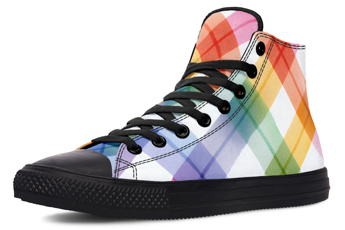 Watercolour Rainbow Plaid High Tops