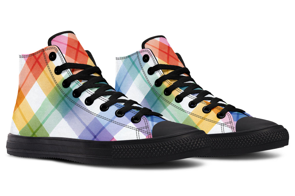 Watercolour Rainbow Plaid High Tops