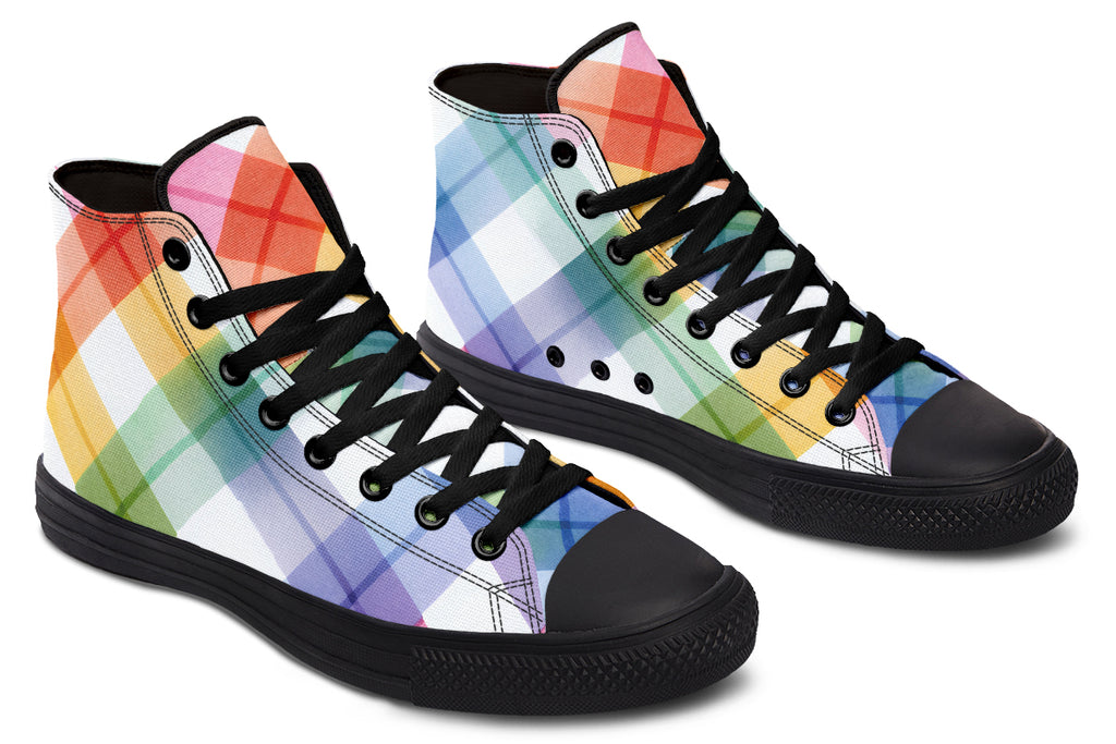 Watercolour Rainbow Plaid High Tops