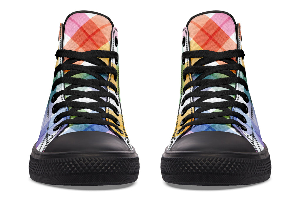 Watercolour Rainbow Plaid High Tops