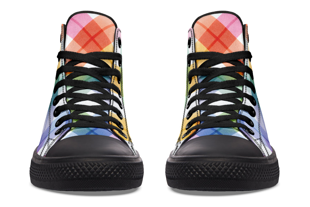 Watercolour Rainbow Plaid High Tops