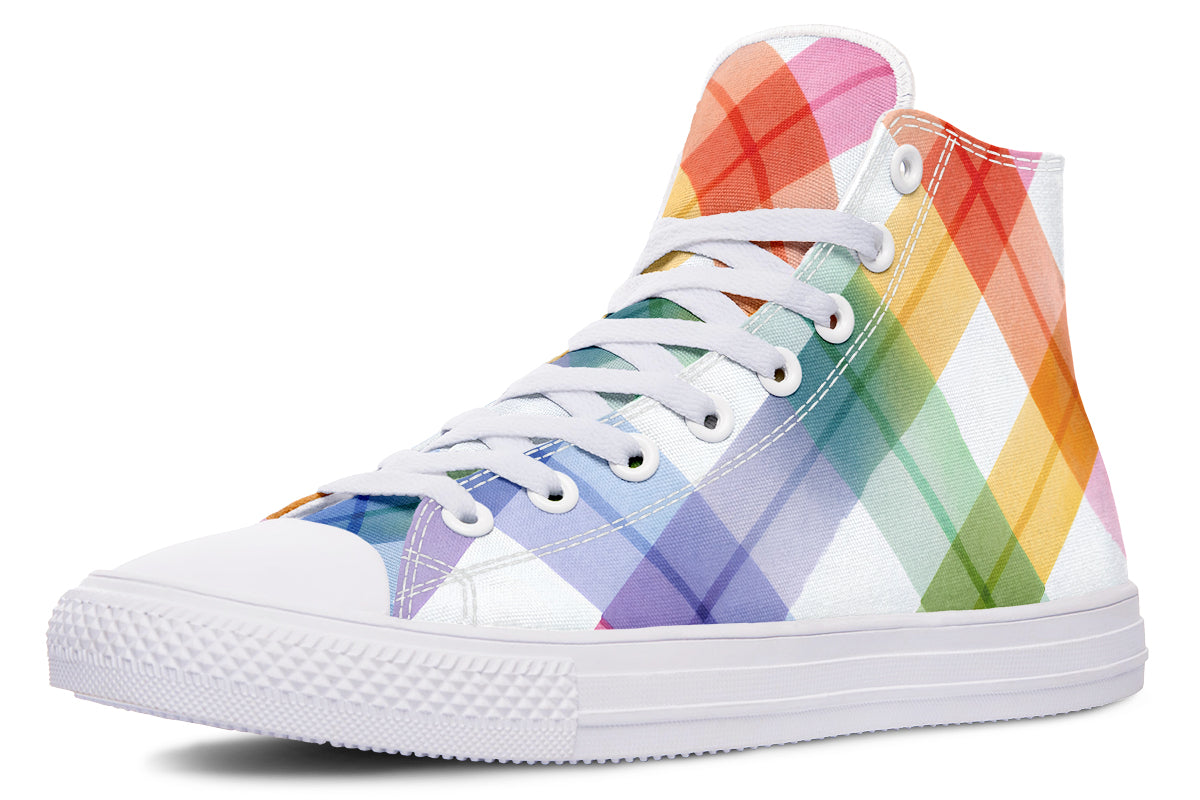 Watercolour Rainbow Plaid High Tops