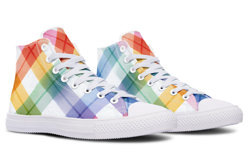 Watercolour Rainbow Plaid High Tops