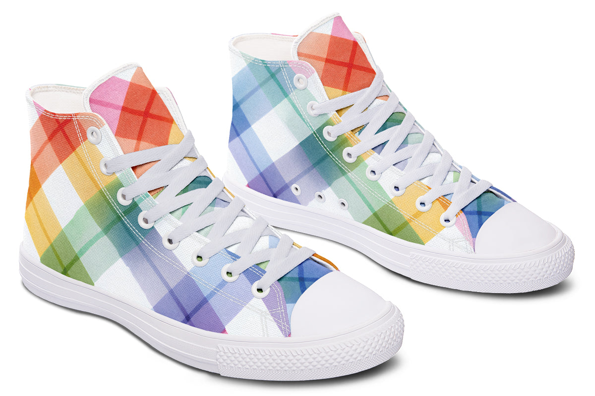 Watercolour Rainbow Plaid High Tops