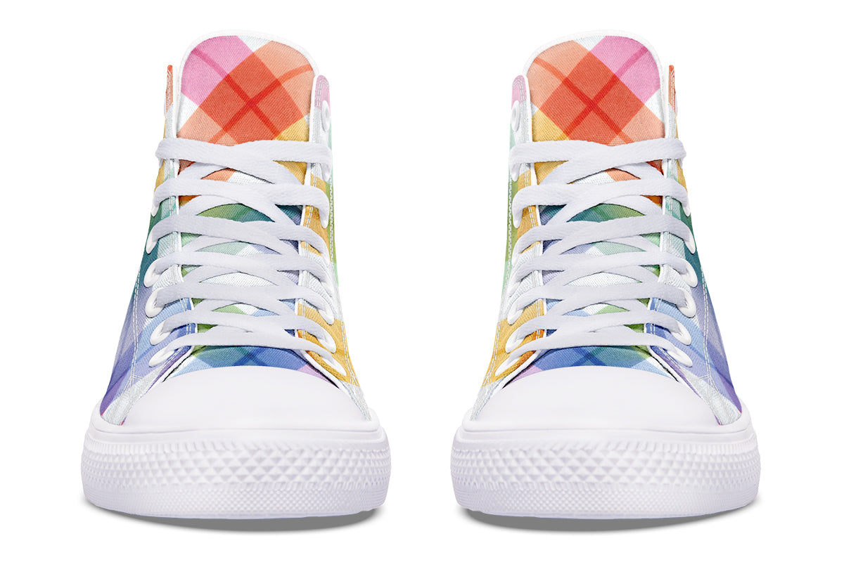 Watercolour Rainbow Plaid High Tops