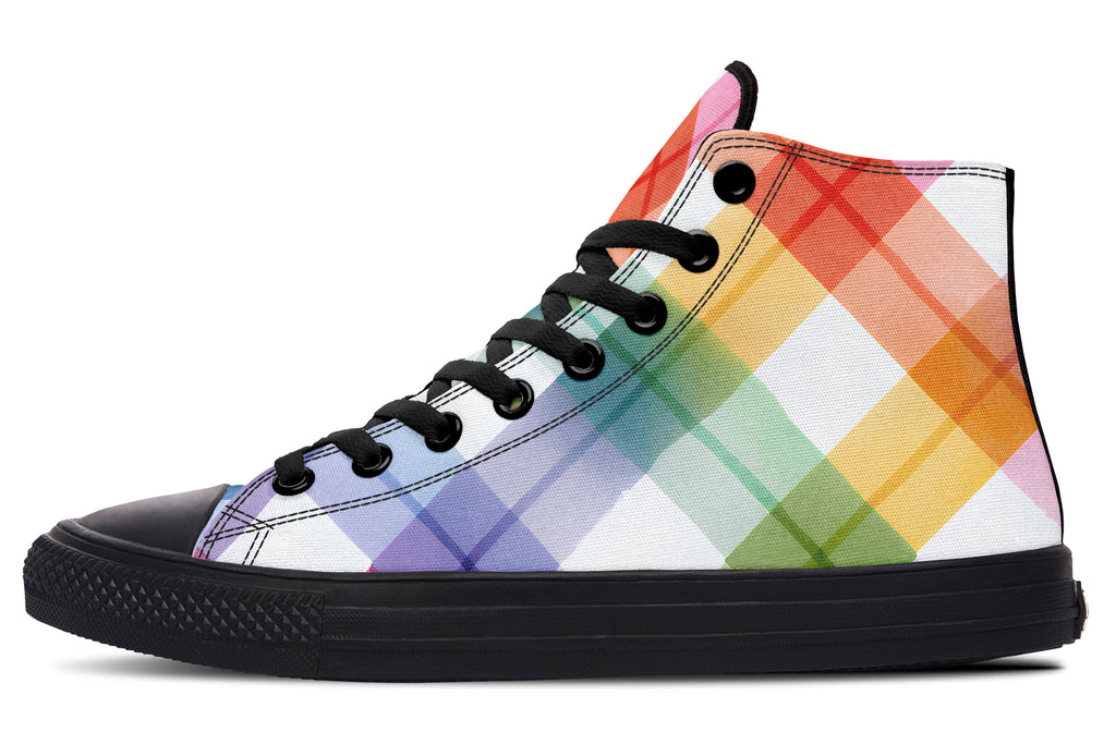 Watercolour Rainbow Plaid High Tops