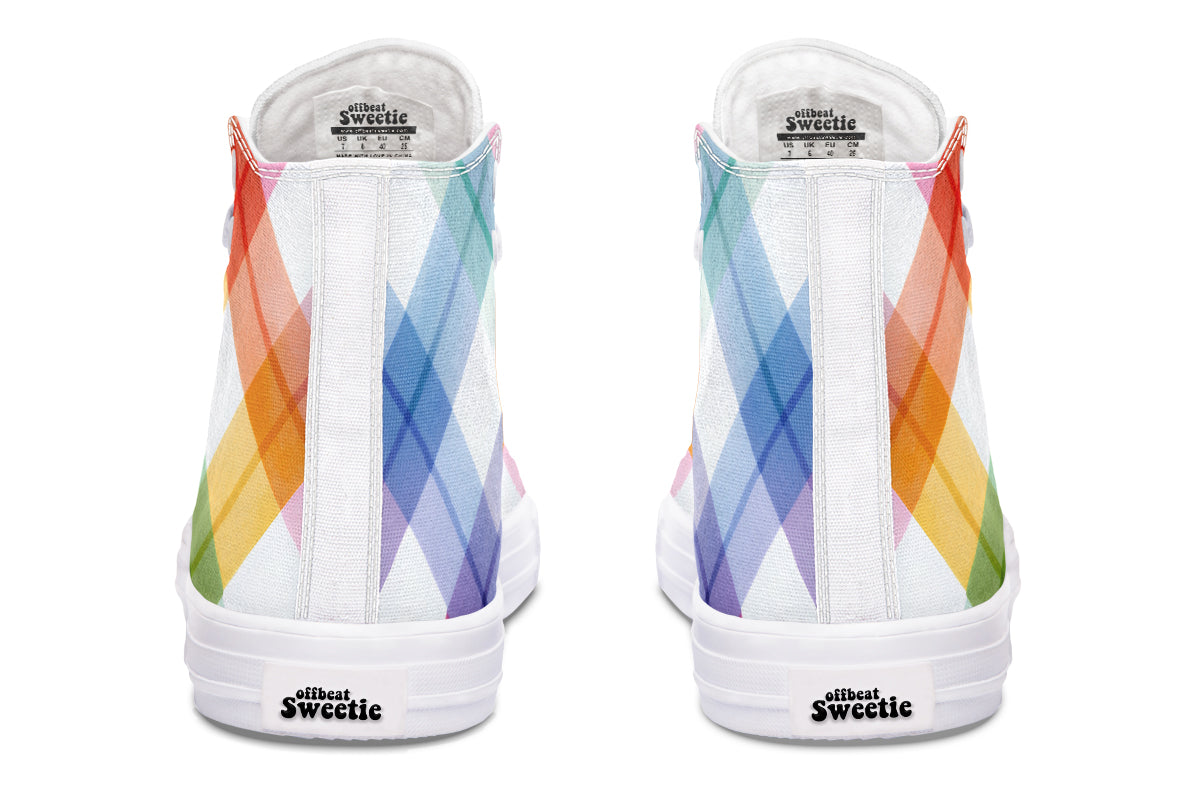 Watercolour Rainbow Plaid High Tops