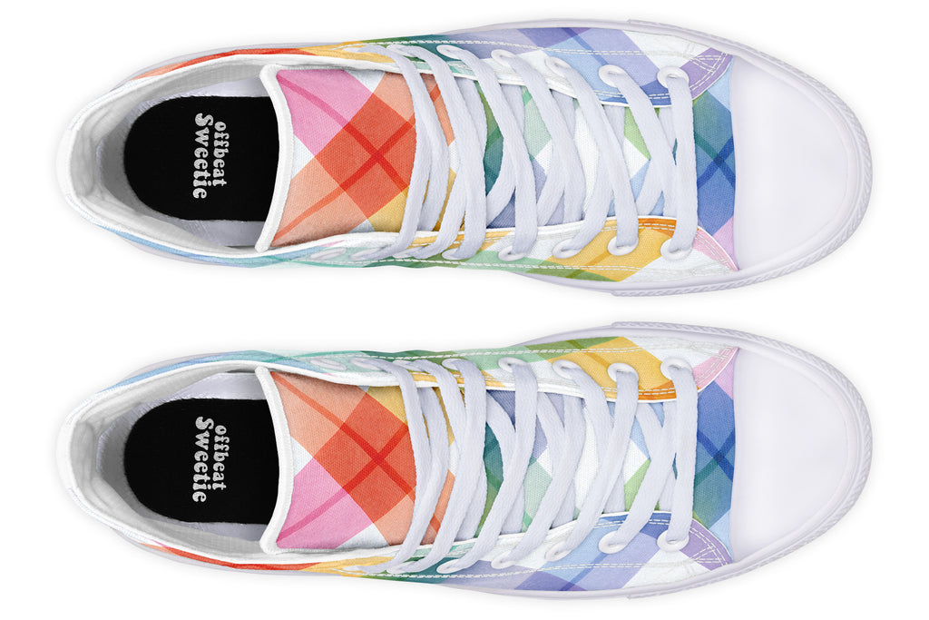 Watercolour Rainbow Plaid High Tops