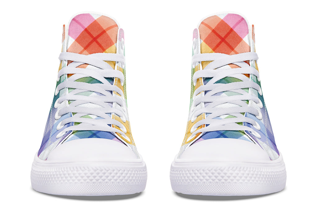 Watercolour Rainbow Plaid High Tops (Wide)
