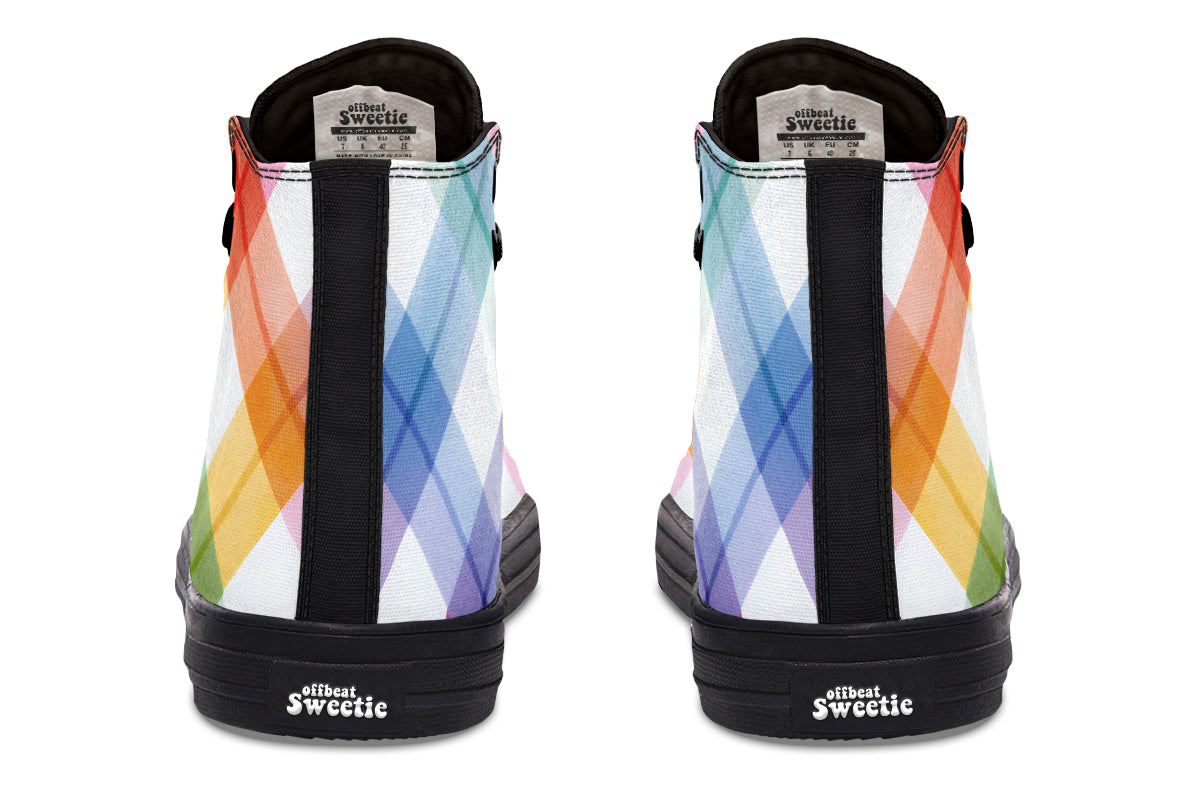 Watercolour Rainbow Plaid High Tops (Wide)
