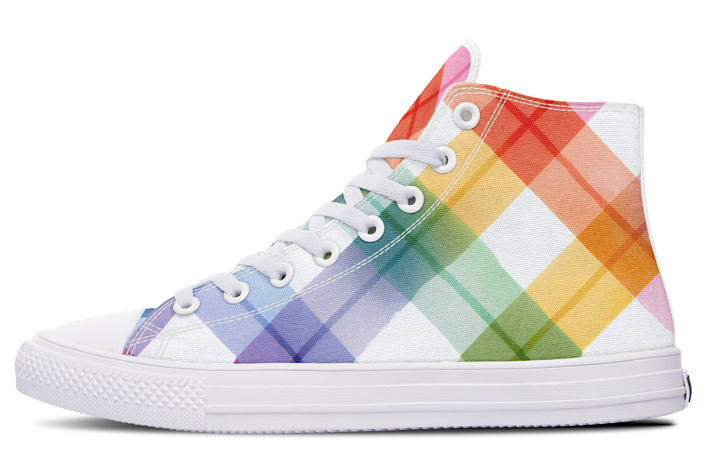 Watercolour Rainbow Plaid High Tops (Wide)