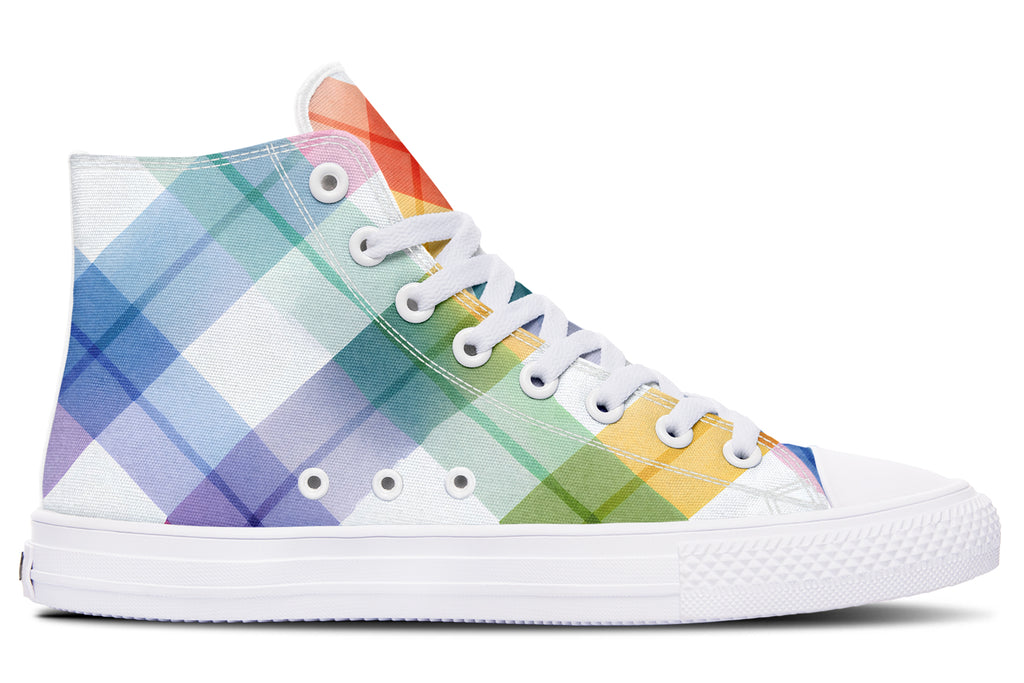 Watercolour Rainbow Plaid High Tops (Wide)