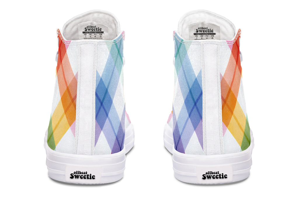 Watercolour Rainbow Plaid High Tops (Wide)