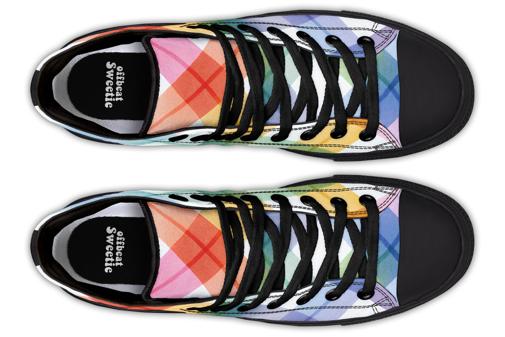 Watercolour Rainbow Plaid High Tops (Wide)