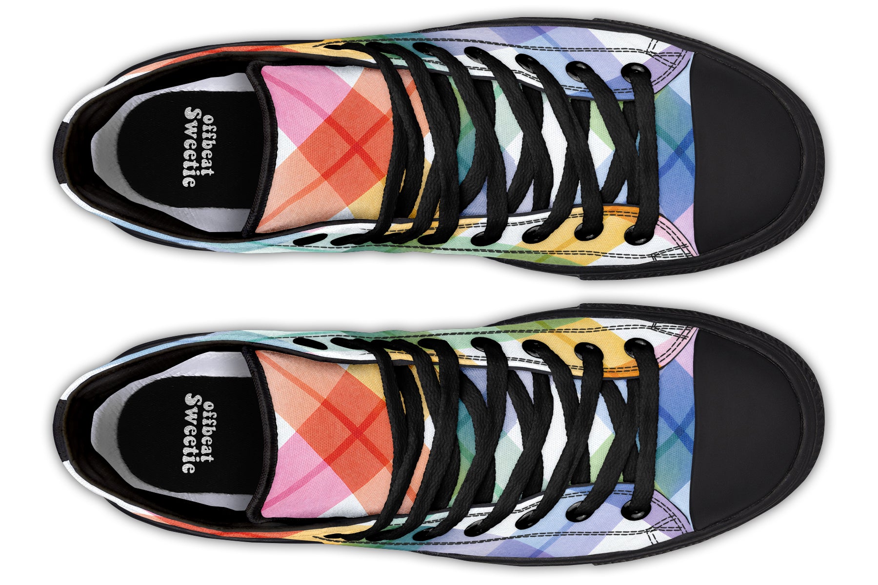Watercolour Rainbow Plaid High Tops (Wide)