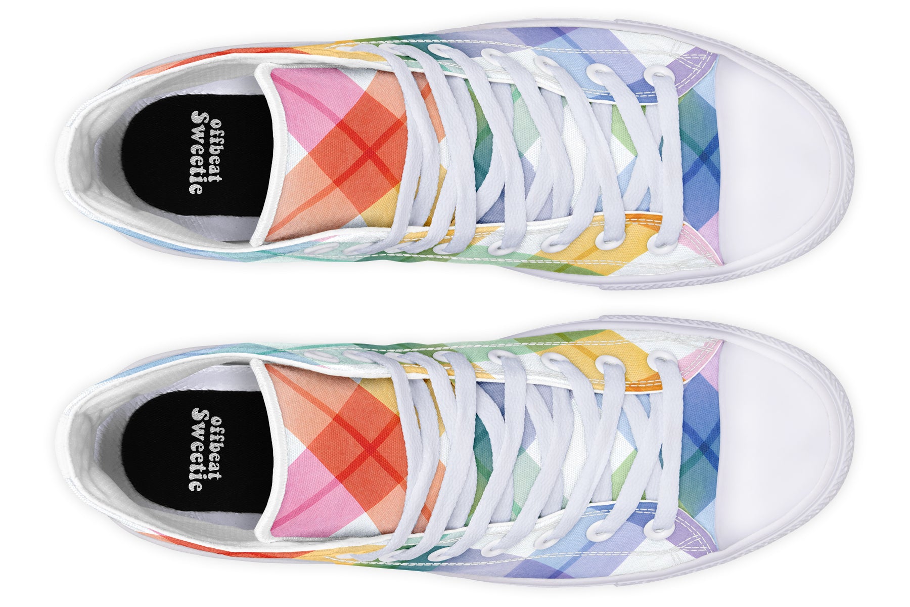 Watercolour Rainbow Plaid High Tops (Wide)
