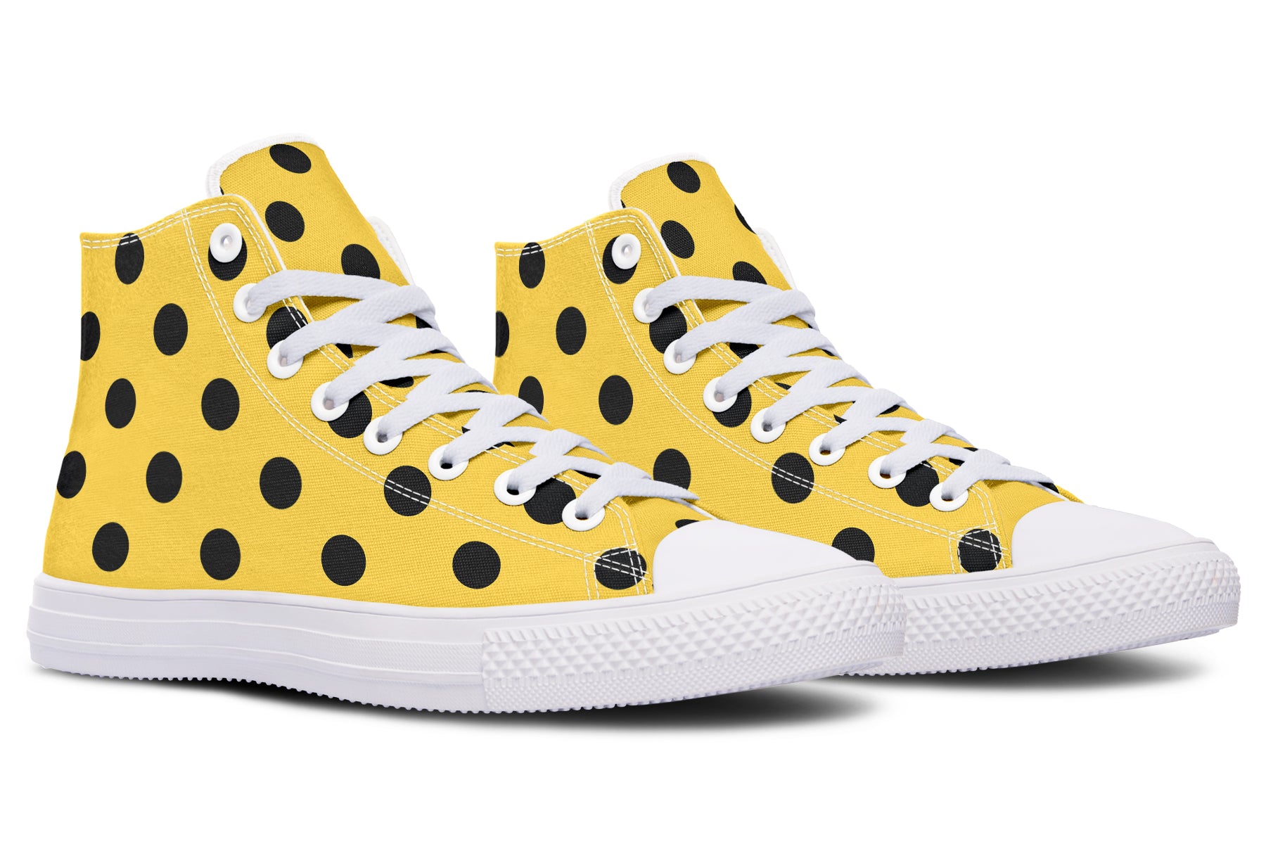 Yellow And Black Polka Dot High Tops