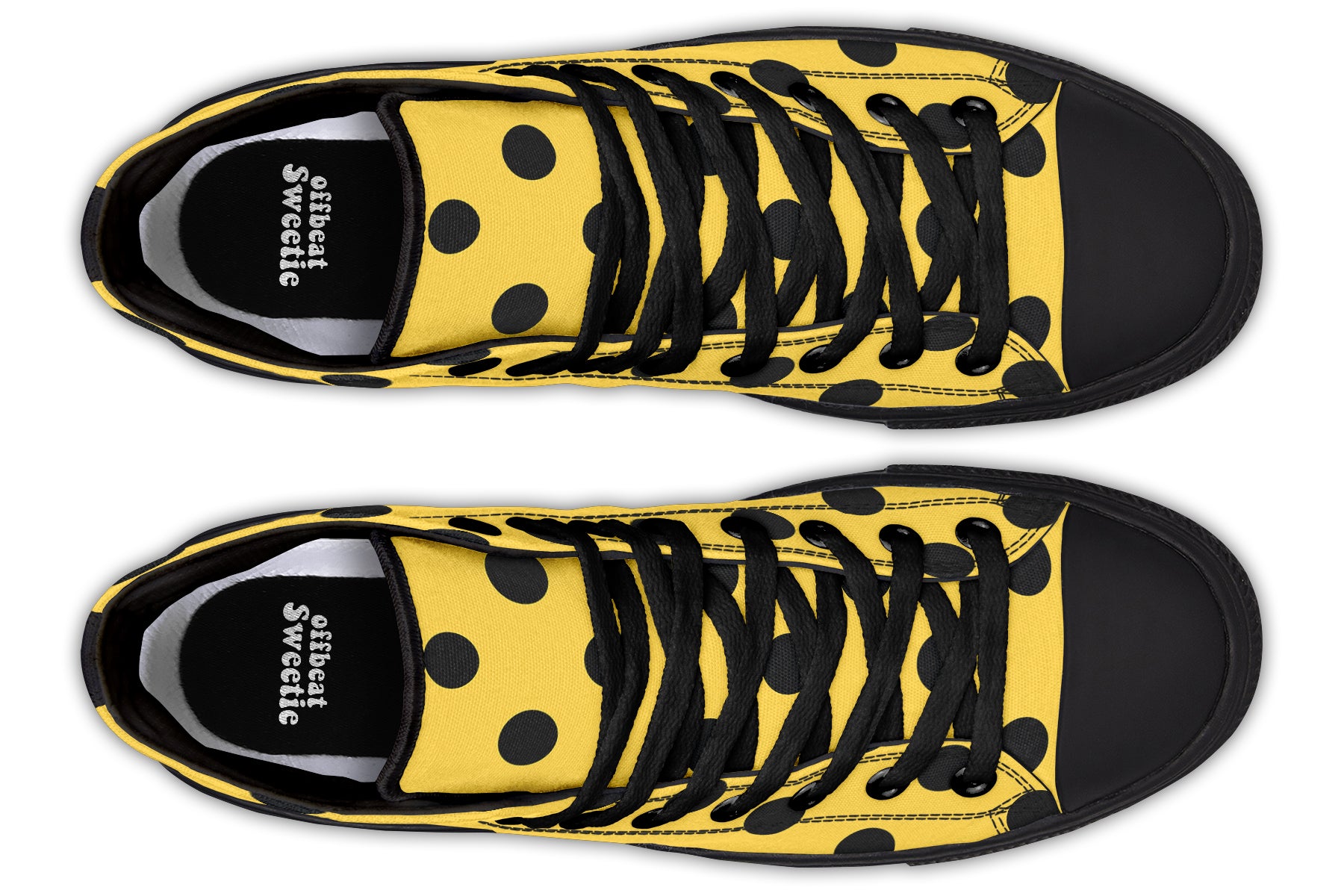 Yellow And Black Polka Dot High Tops