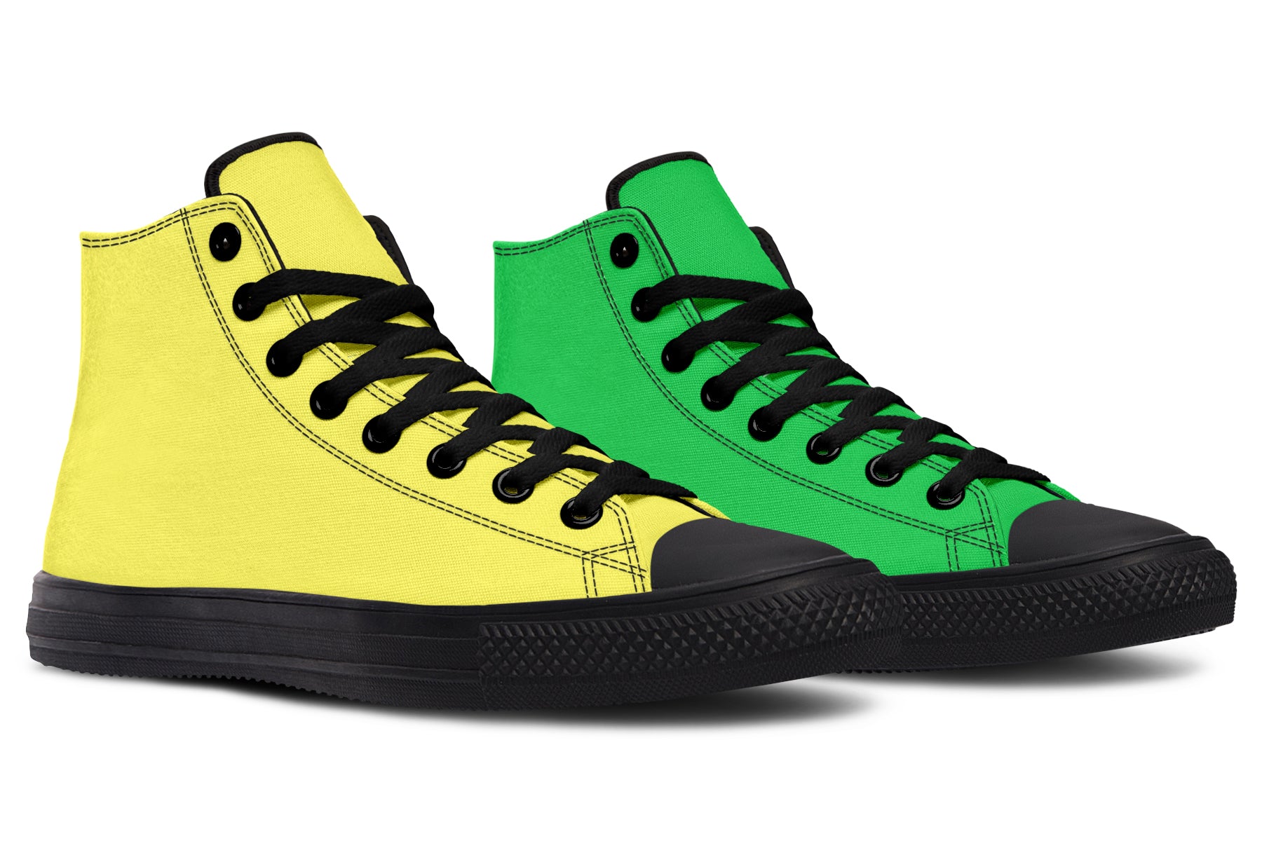 Yellow And Green Mismatch High Tops (Wide)