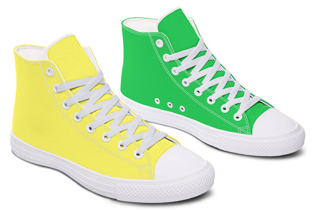 Yellow And Green Mismatch High Tops (Wide)