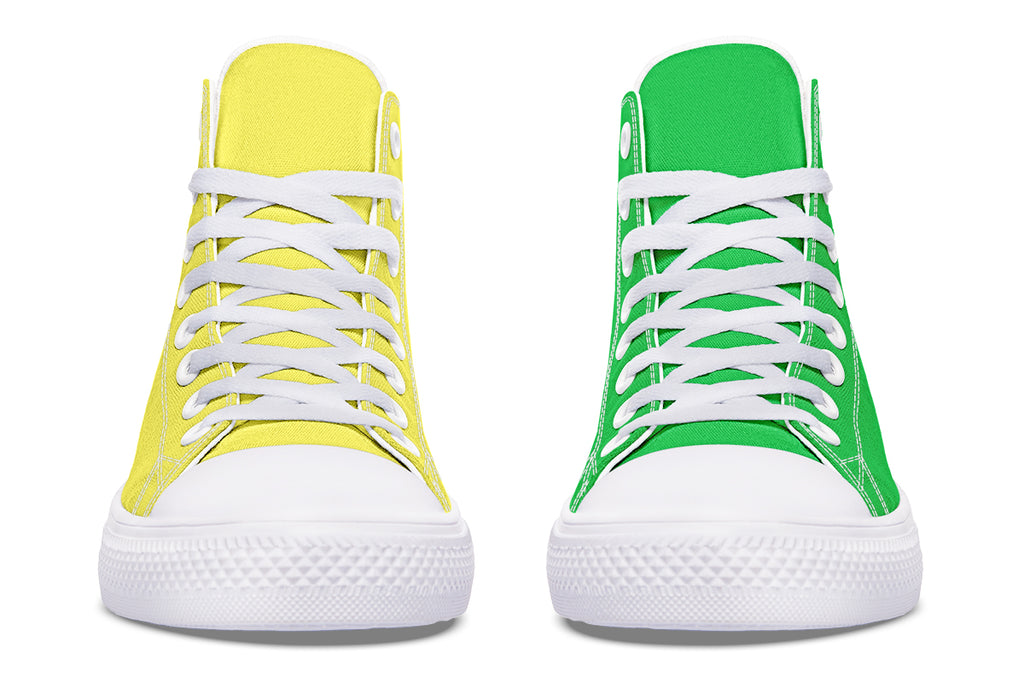 Yellow And Green Mismatch High Tops (Wide)