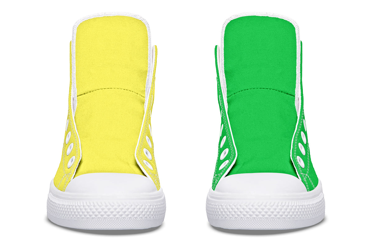 Yellow And Green Mismatch High Tops (Wide)