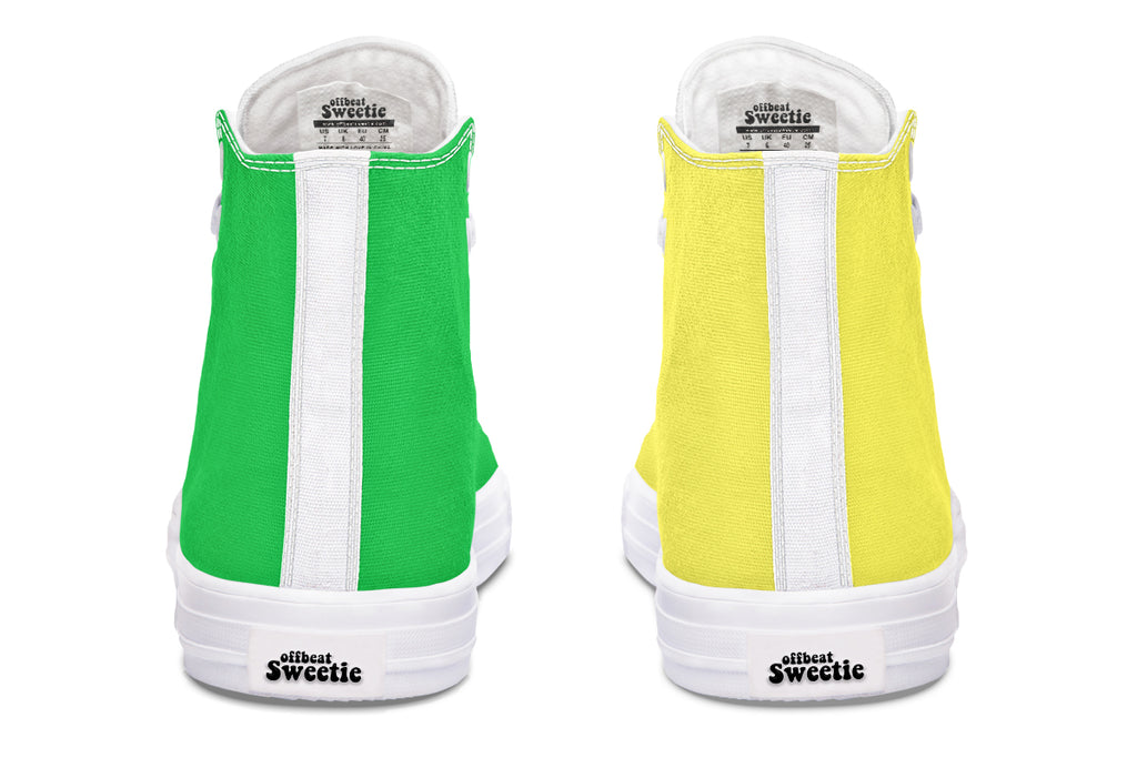 Yellow And Green Mismatch High Tops (Wide)