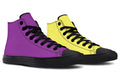 Yellow And Purple Mismatch High Tops - Offbeat Sweetie