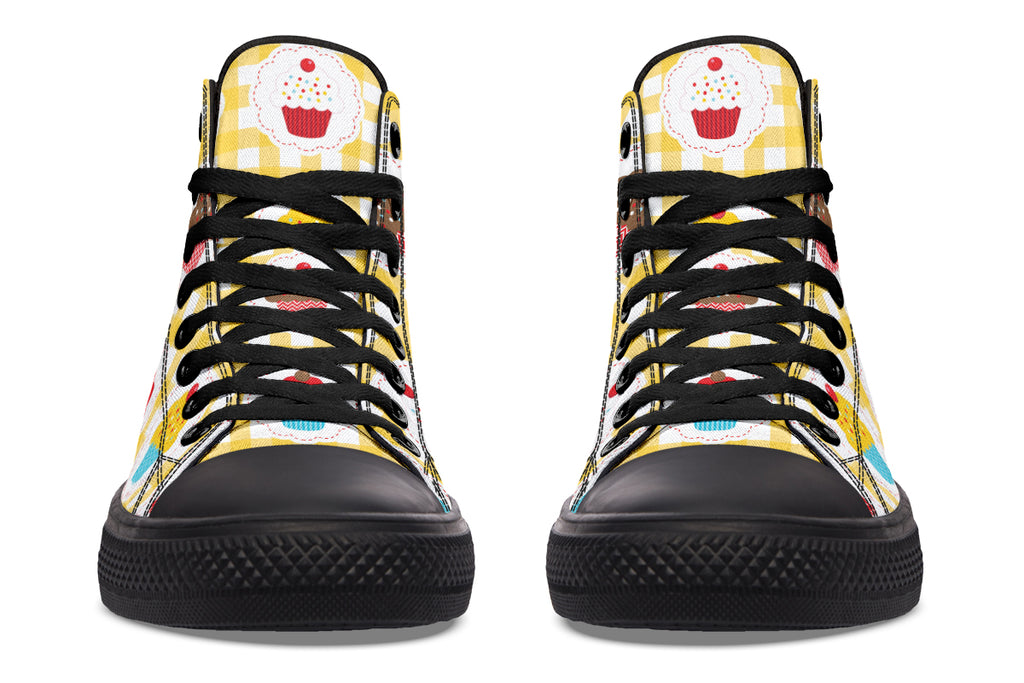 Yellow Gingham Cupcakes Cupcakes High Tops