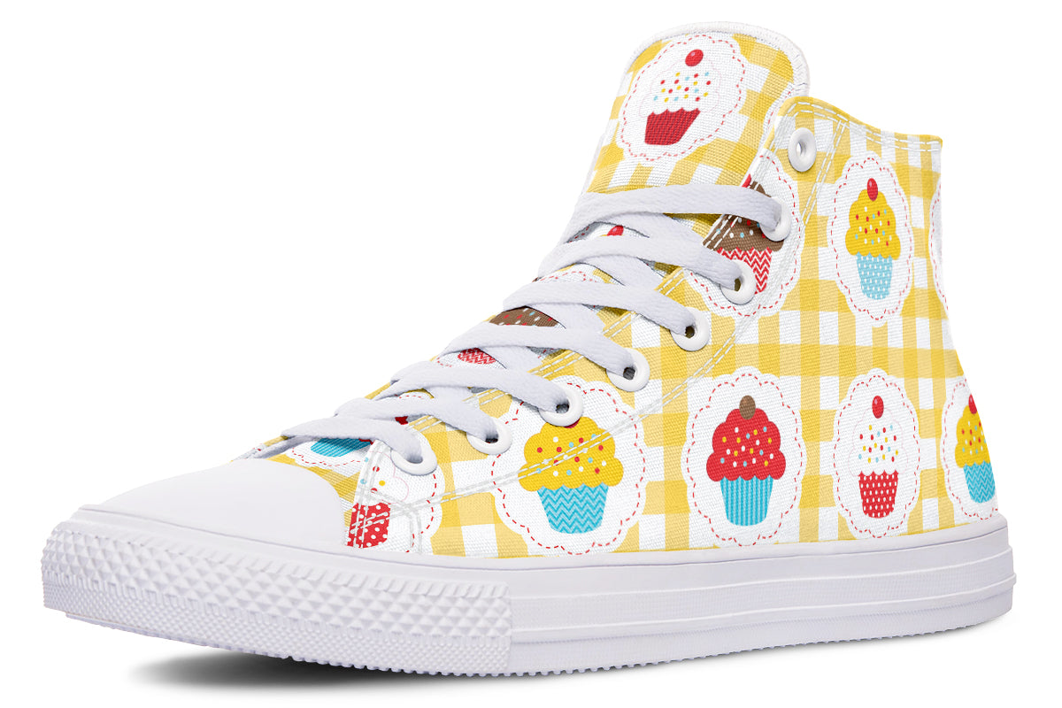 Yellow Gingham Cupcakes Cupcakes High Tops