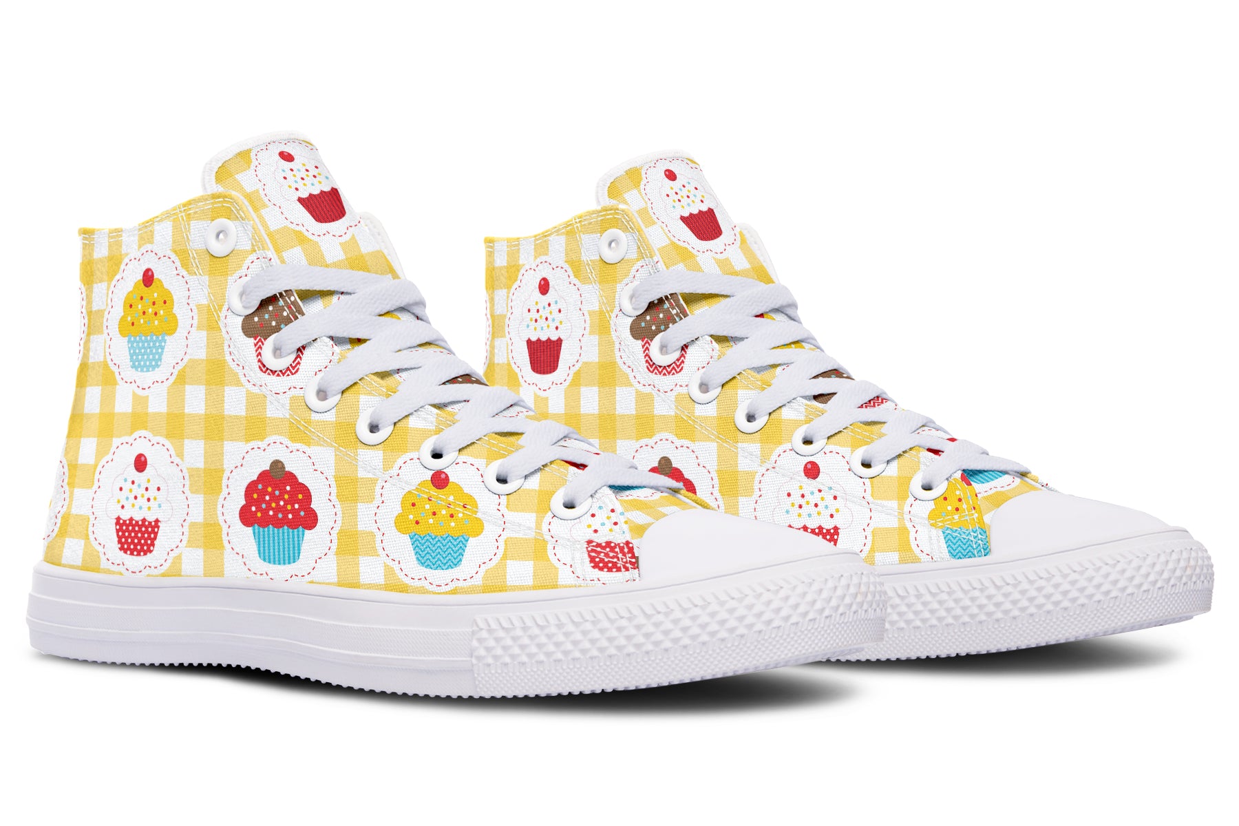 Yellow Gingham Cupcakes Cupcakes High Tops