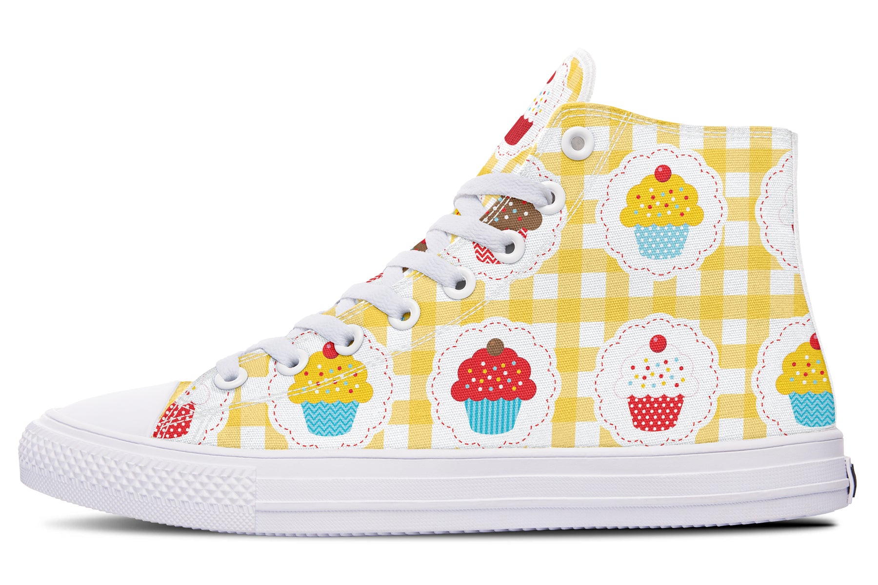 Yellow Gingham Cupcakes Cupcakes High Tops