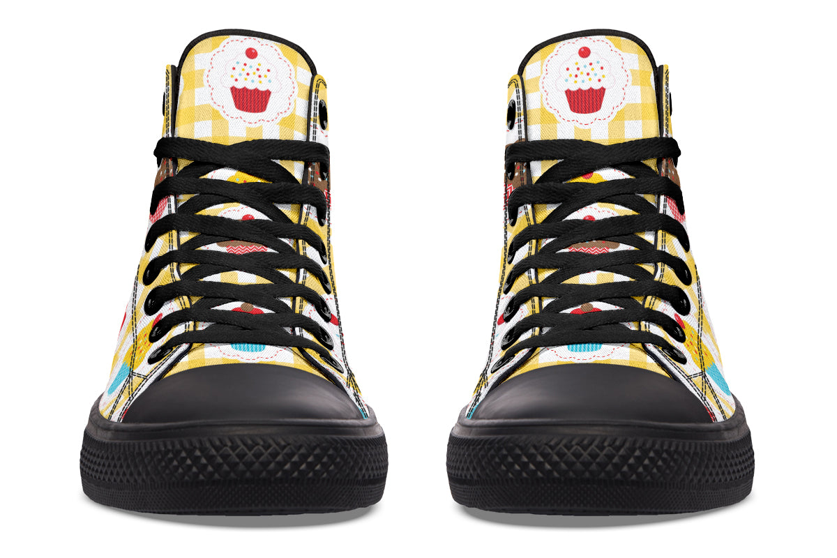 Yellow Gingham Cupcakes Cupcakes High Tops (Wide)