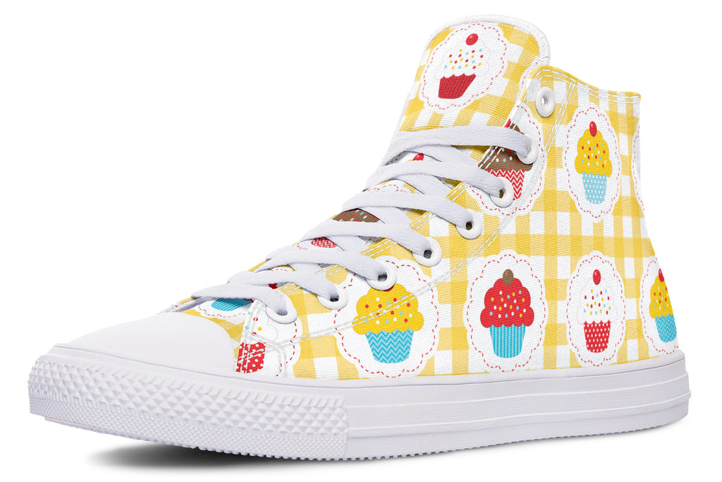 Yellow Gingham Cupcakes Cupcakes High Tops (Wide)