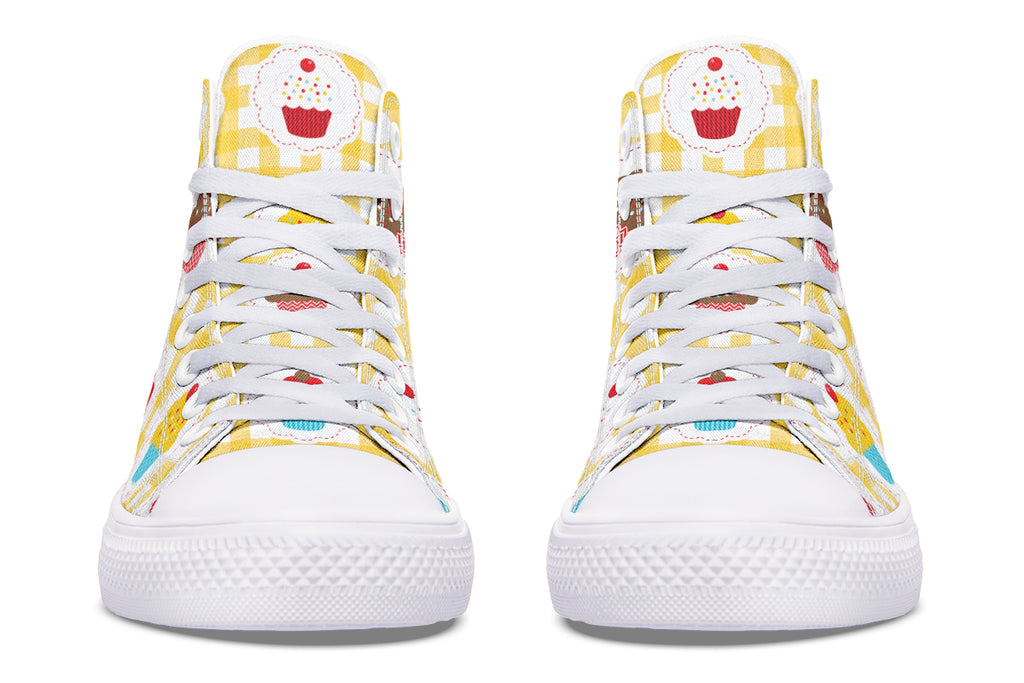 Yellow Gingham Cupcakes Cupcakes High Tops (Wide)
