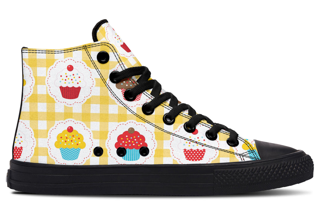 Yellow Gingham Cupcakes Cupcakes High Tops (Wide)