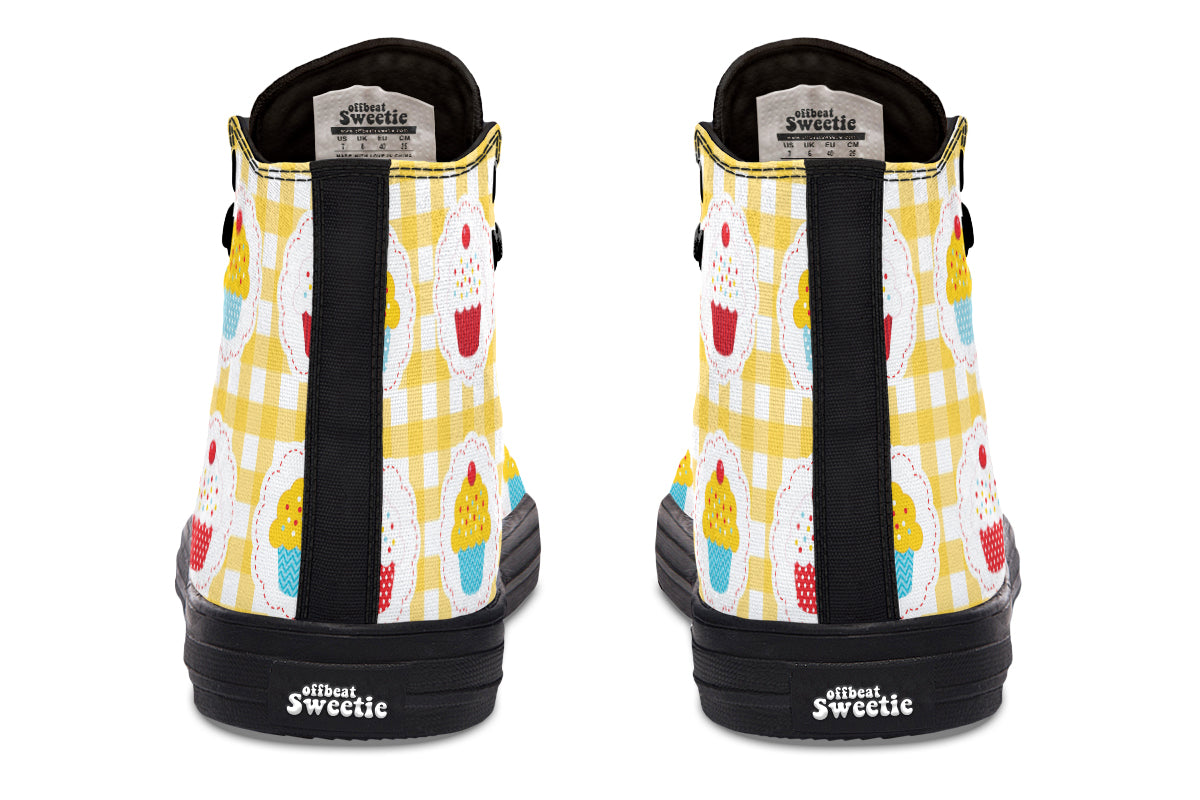 Yellow Gingham Cupcakes Cupcakes High Tops (Wide)