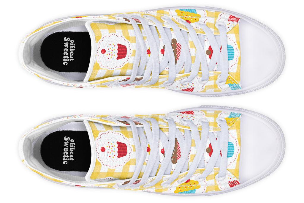 Yellow Gingham Cupcakes Cupcakes High Tops (Wide)