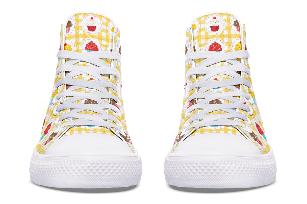 Yellow Gingham Cupcakes High Tops