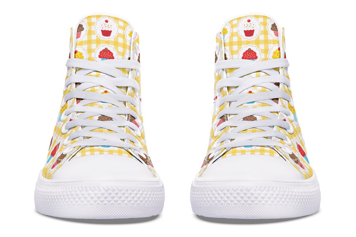 Yellow Gingham Cupcakes High Tops