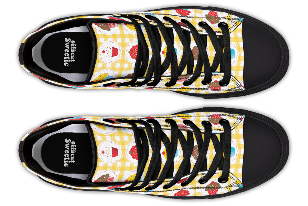 Yellow Gingham Cupcakes High Tops
