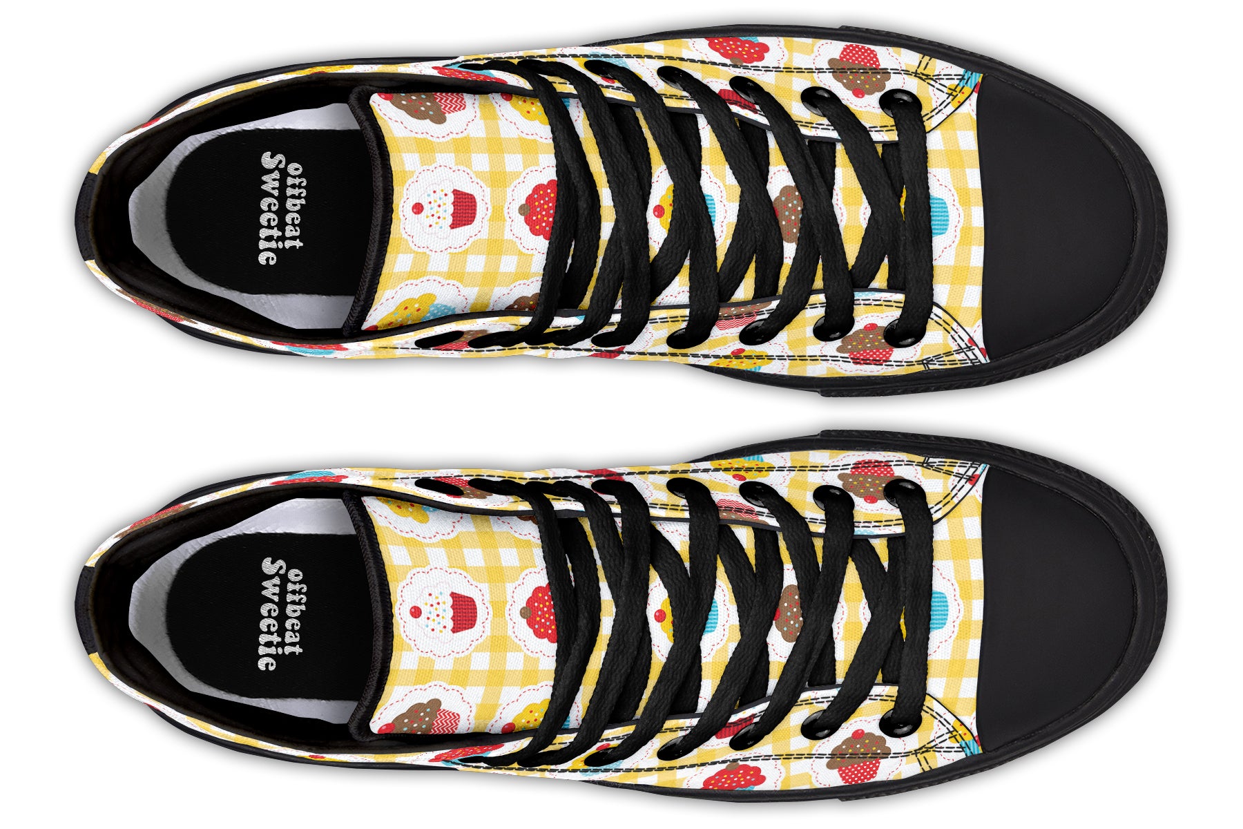 Yellow Gingham Cupcakes High Tops