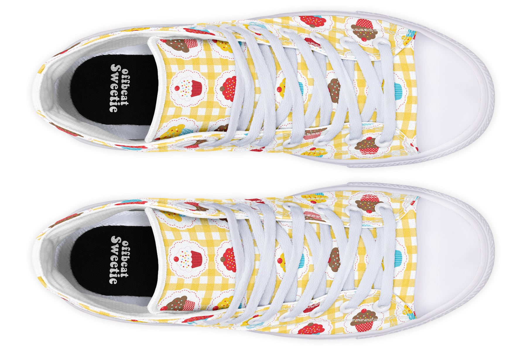 Yellow Gingham Cupcakes High Tops