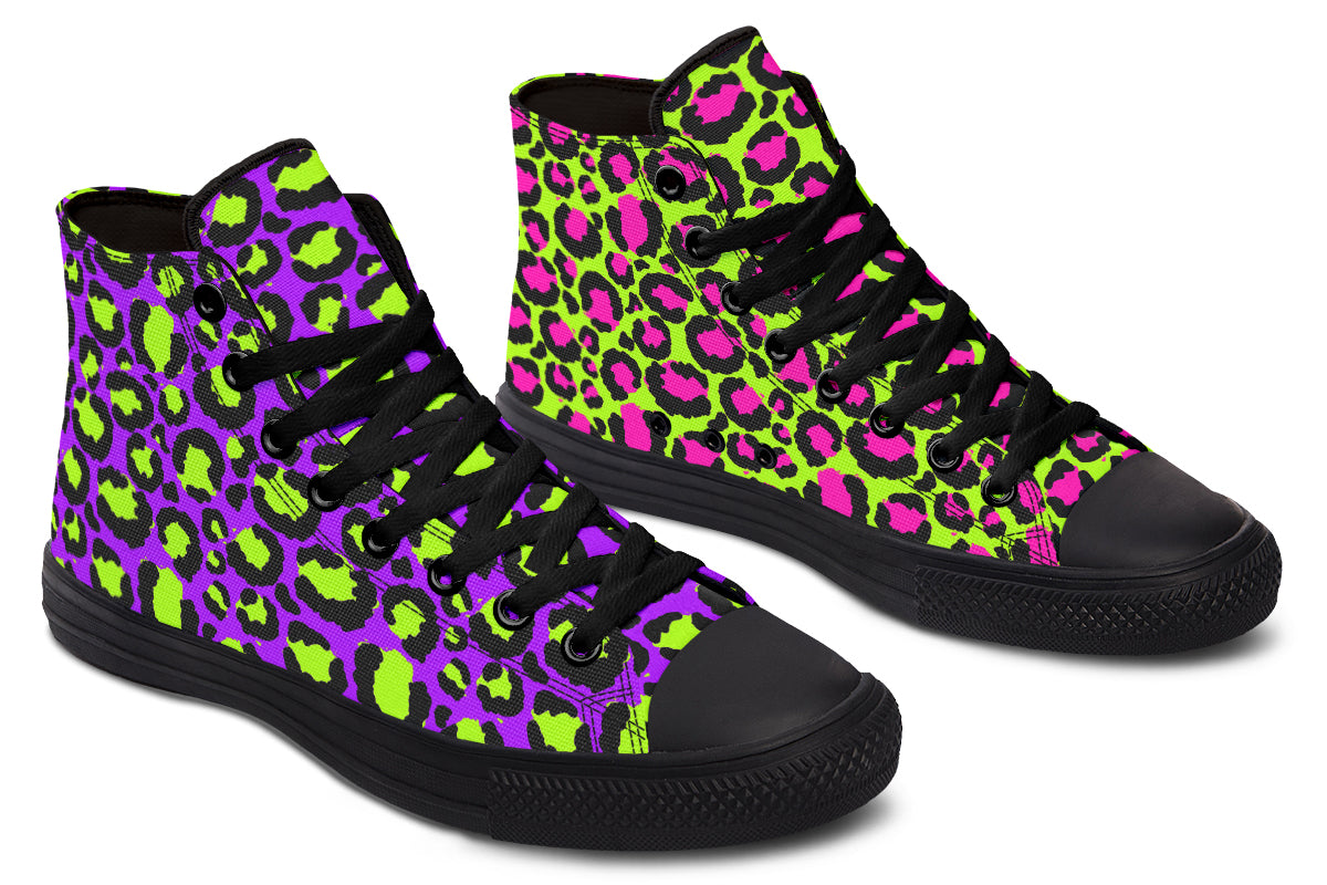 Zombie Leopard x Neon Leopard Mismatch High Tops (Wide)