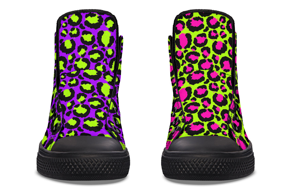 Zombie Leopard x Neon Leopard Mismatch High Tops (Wide)