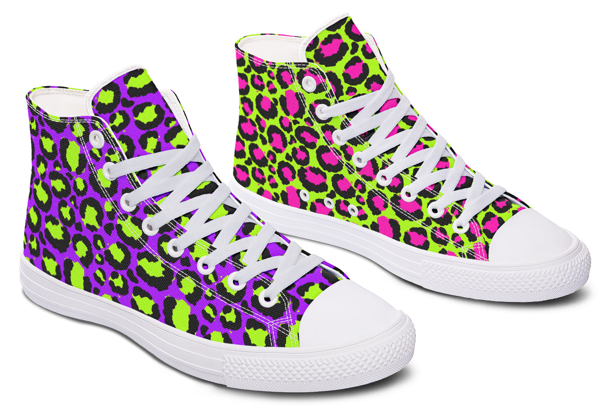 Zombie Leopard x Neon Leopard Mismatch High Tops (Wide)