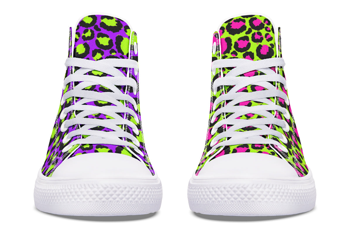Zombie Leopard x Neon Leopard Mismatch High Tops (Wide)