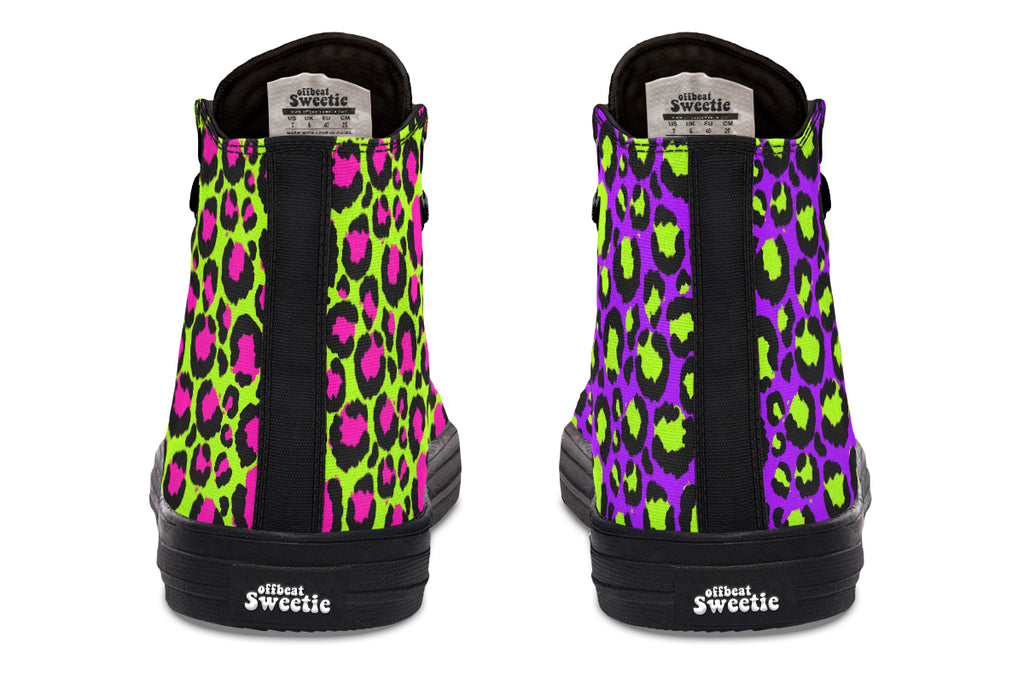 Zombie Leopard x Neon Leopard Mismatch High Tops (Wide)