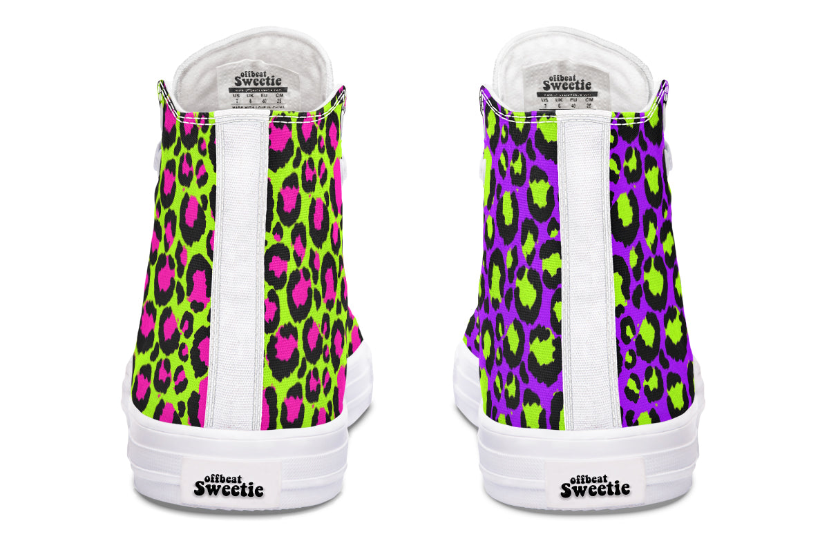 Zombie Leopard x Neon Leopard Mismatch High Tops (Wide)