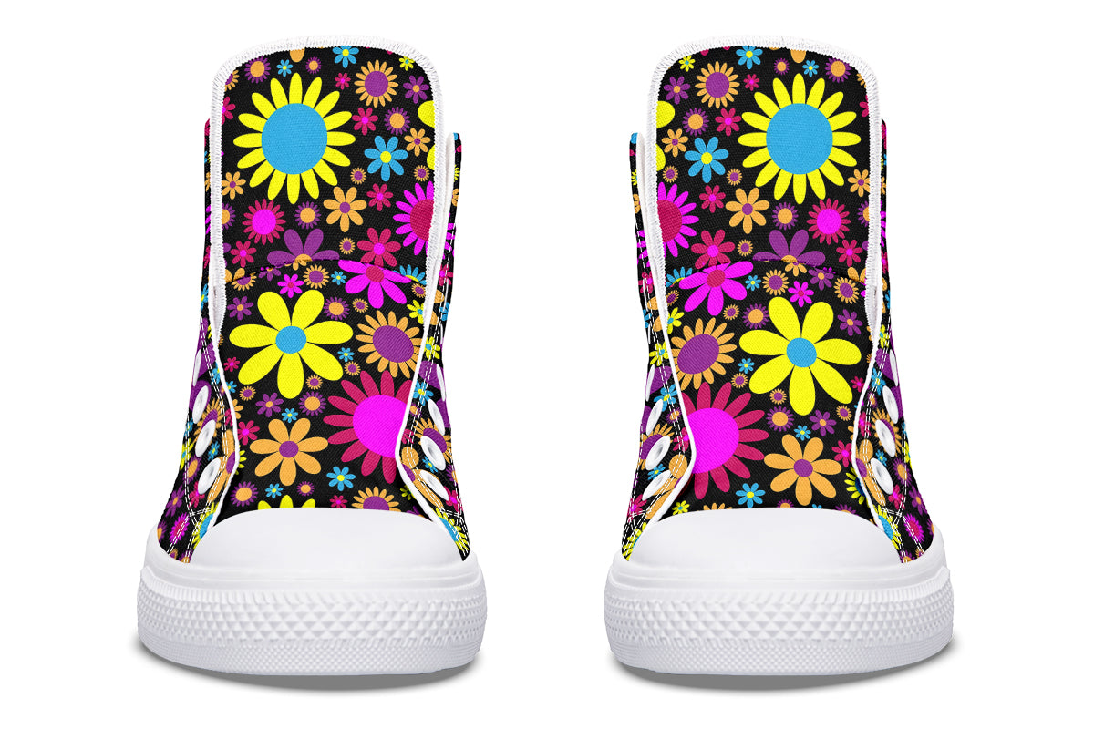 Funky Retro Flowers High Tops (Wide)